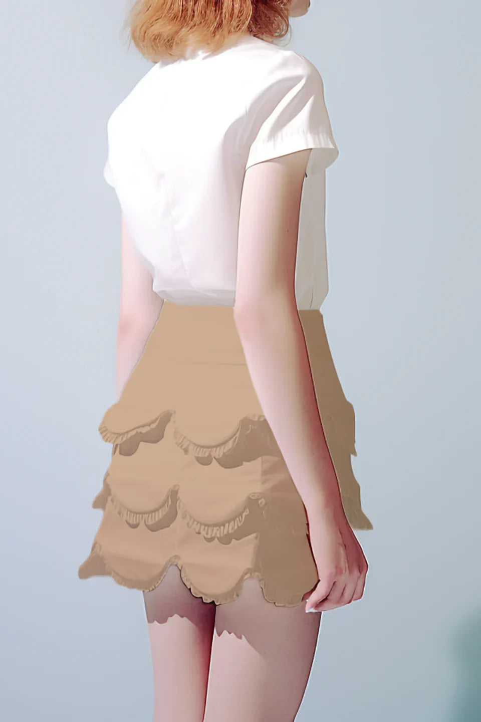 Jewel Scalloped Cotton Mini Skirt Alphonso